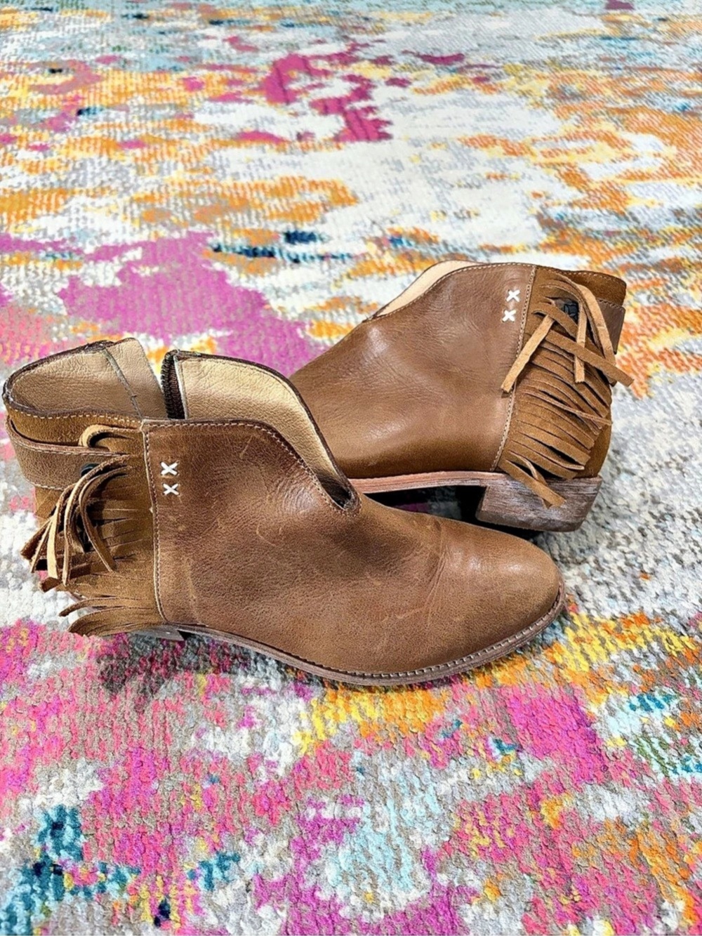 Koolaburra by Ugg Fringe Short Ankle Booties Brown
